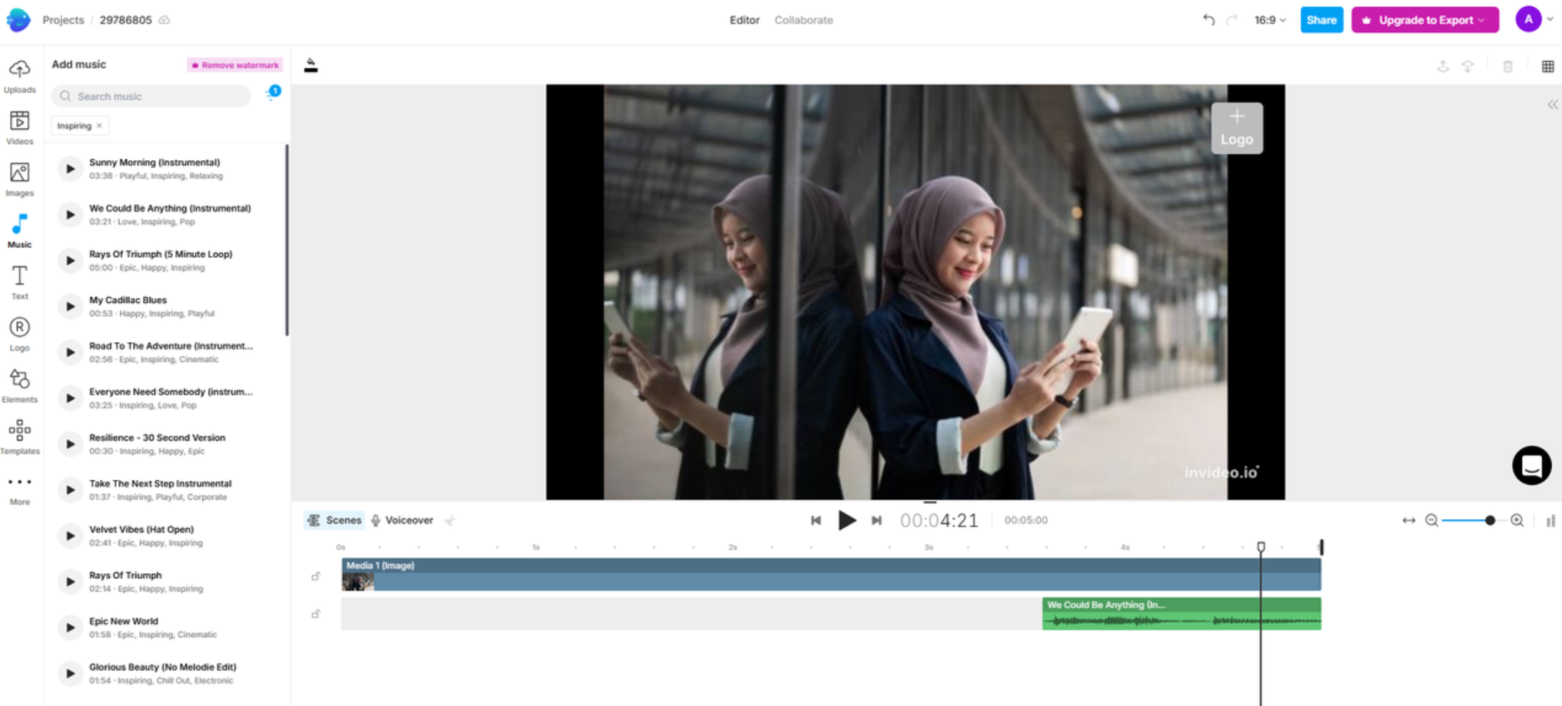 Canción del creador de videos fotográficos en línea con
