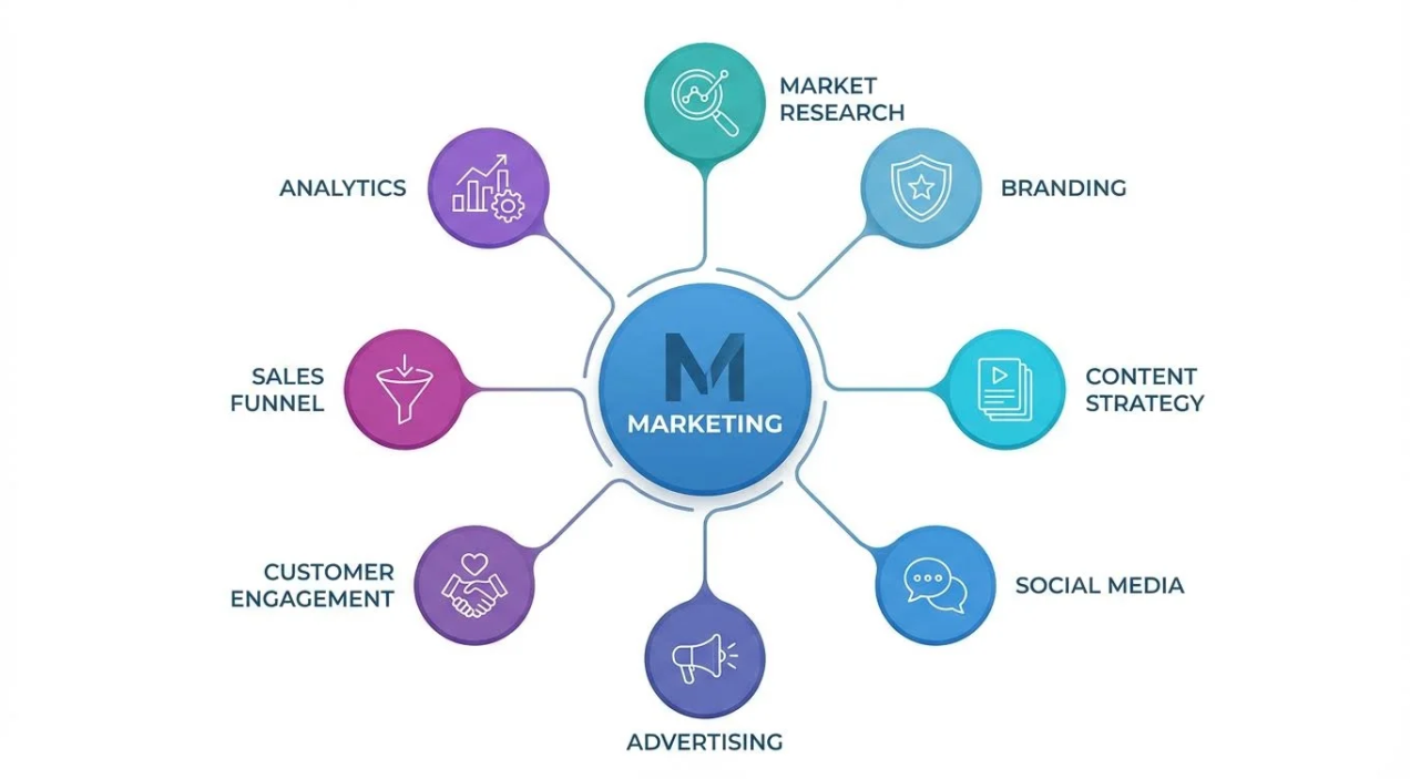 Larawan ng mga mind map at concept infographics