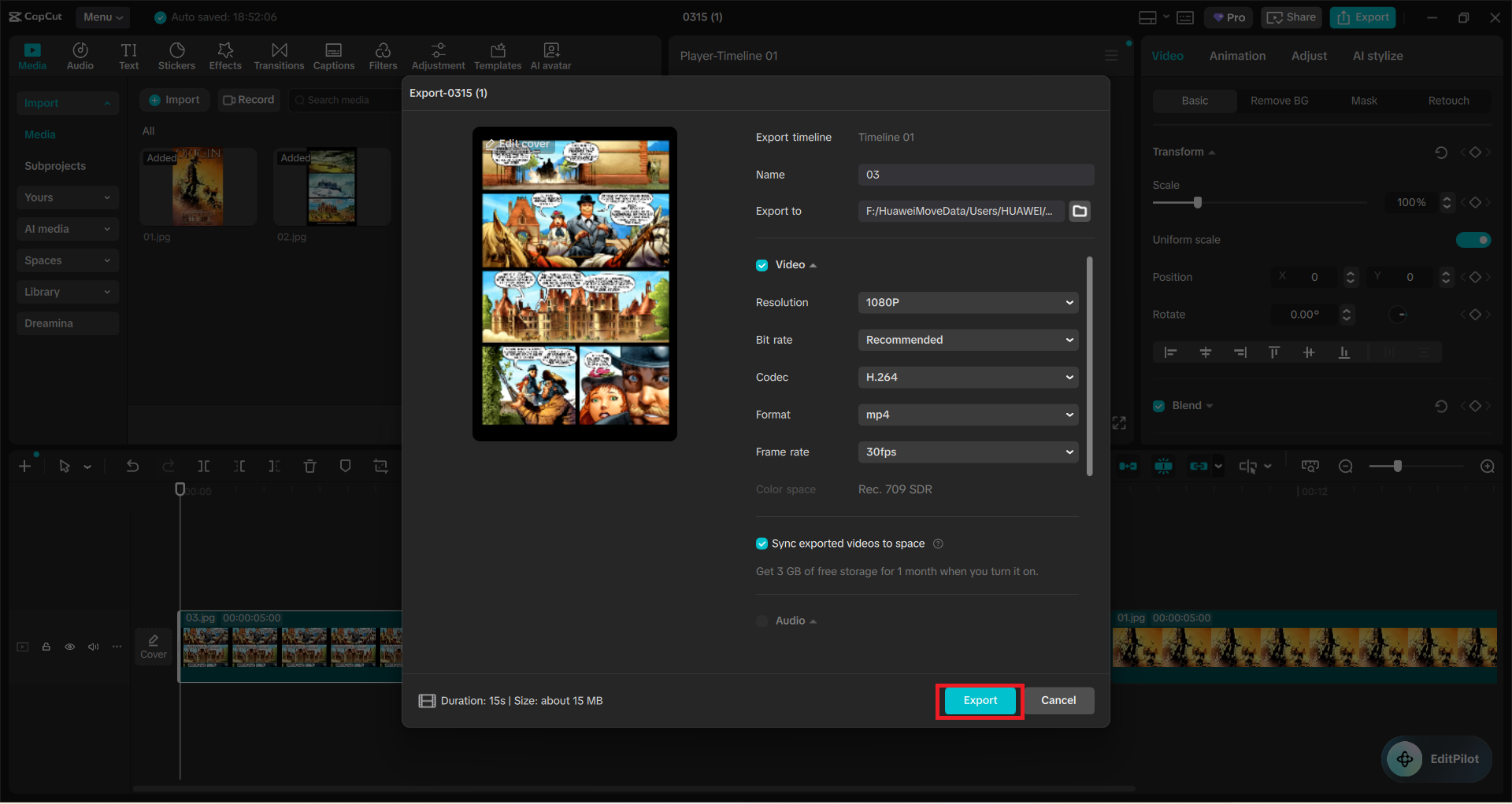 Export the project