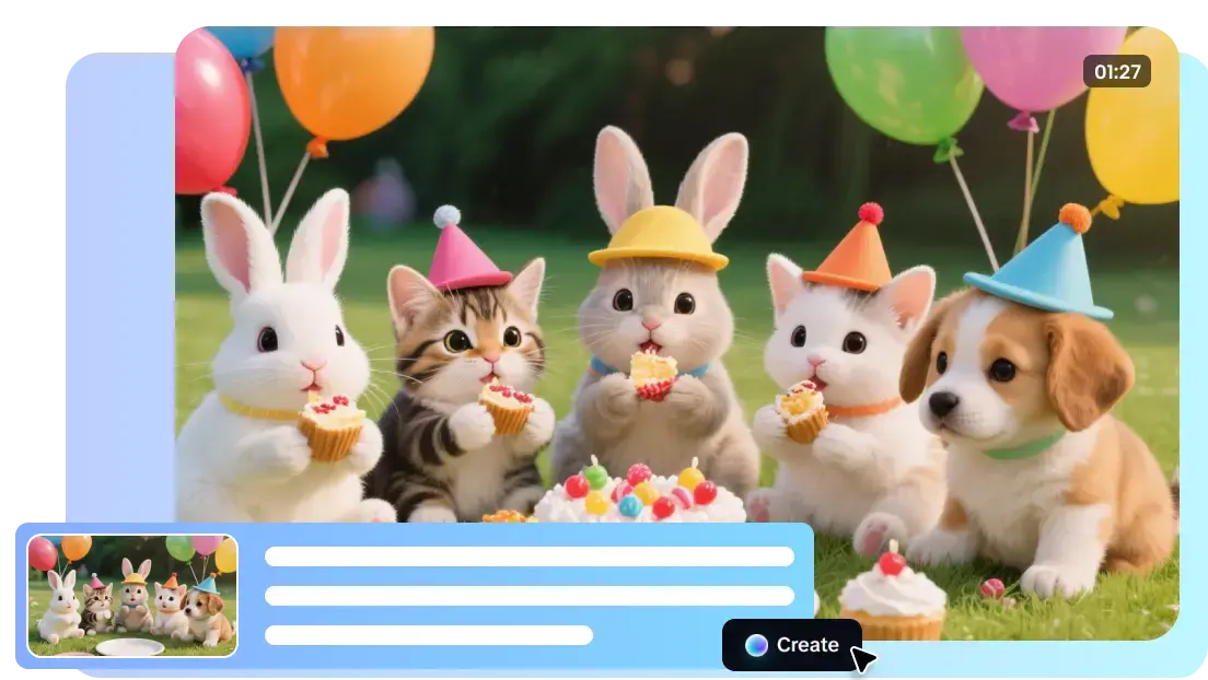 CapCut image-to-video AI interface turning a still animal party image into a generated video