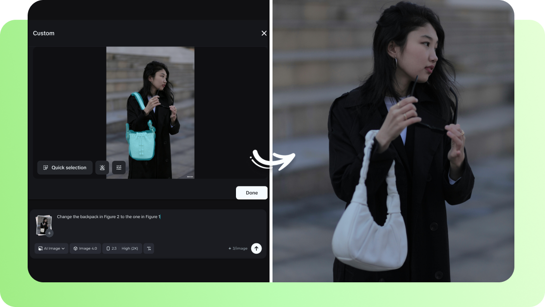 Pengubah foto AI dengan pengeditan interaktif