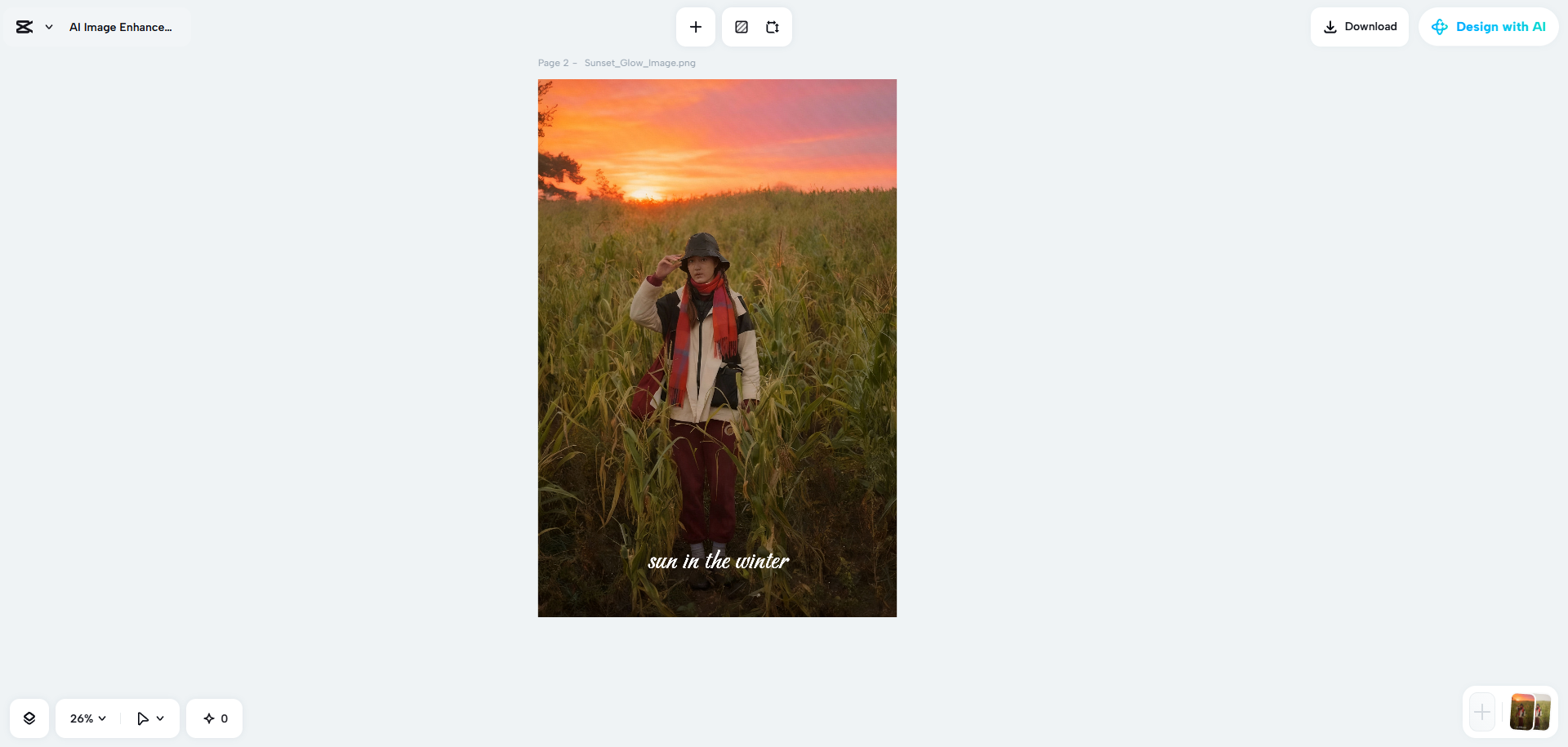 CapCut Web 的 AI 照片清晰化工具正在運作