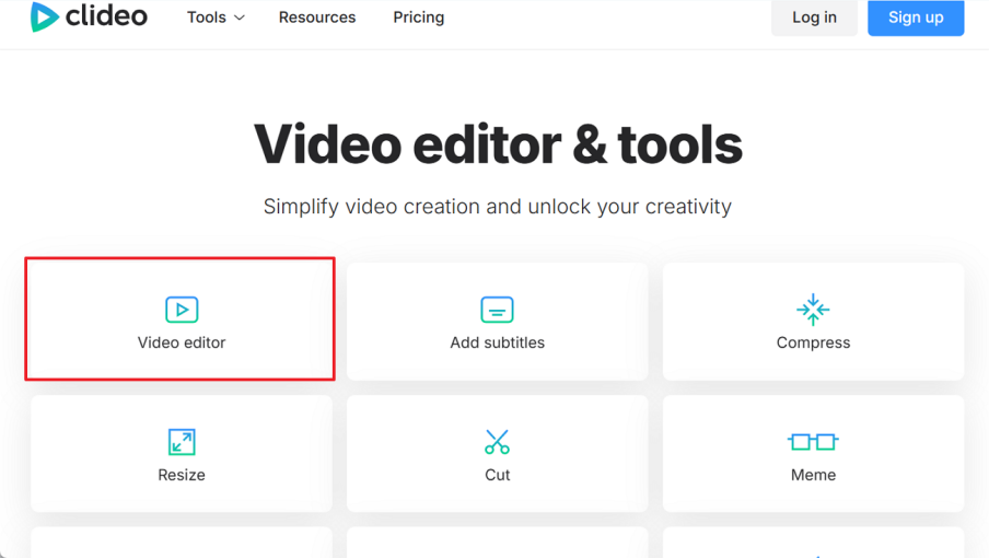 비디오 편집기 옵션 선택