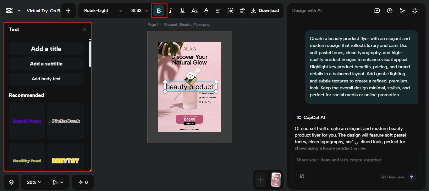Using editing tools in the CapCut desktop video editor