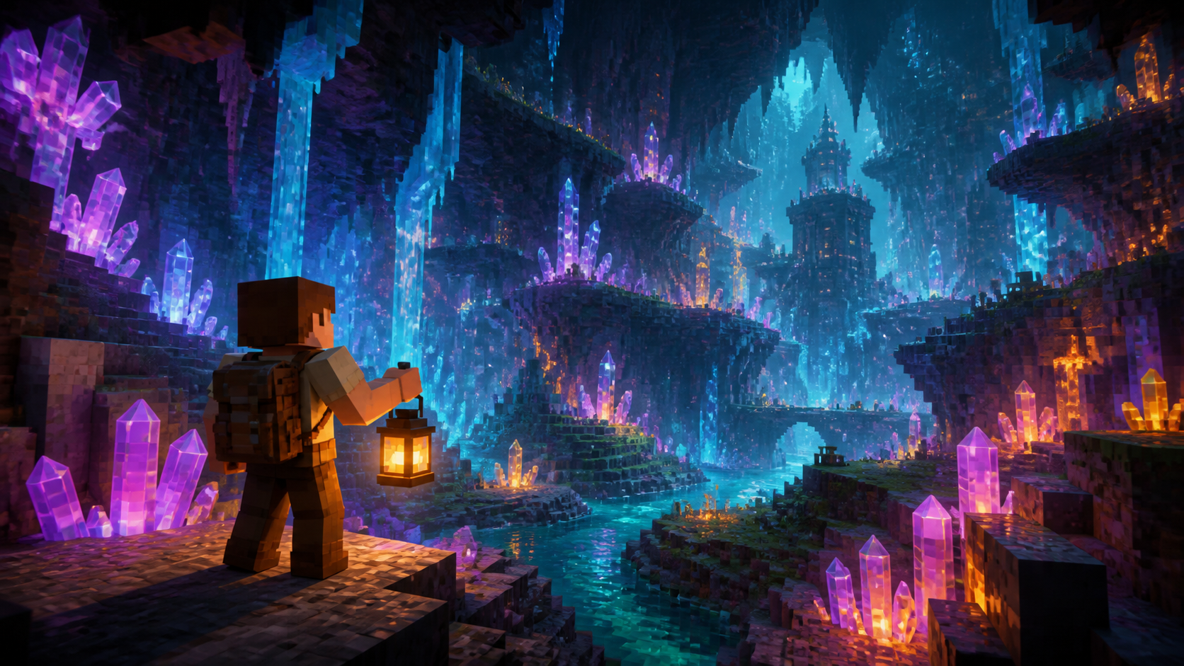 Blocky mountain village example