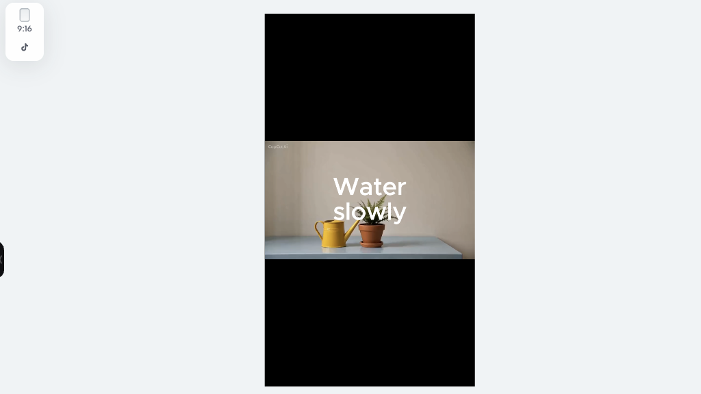 Version A in CapCut with Water slowly placed over the fern