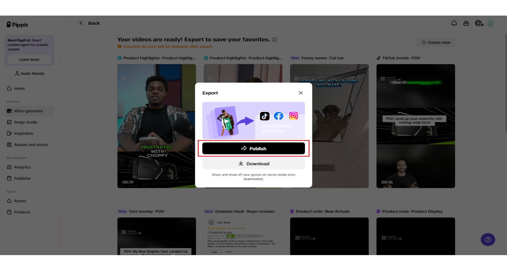Publikasikan video Anda