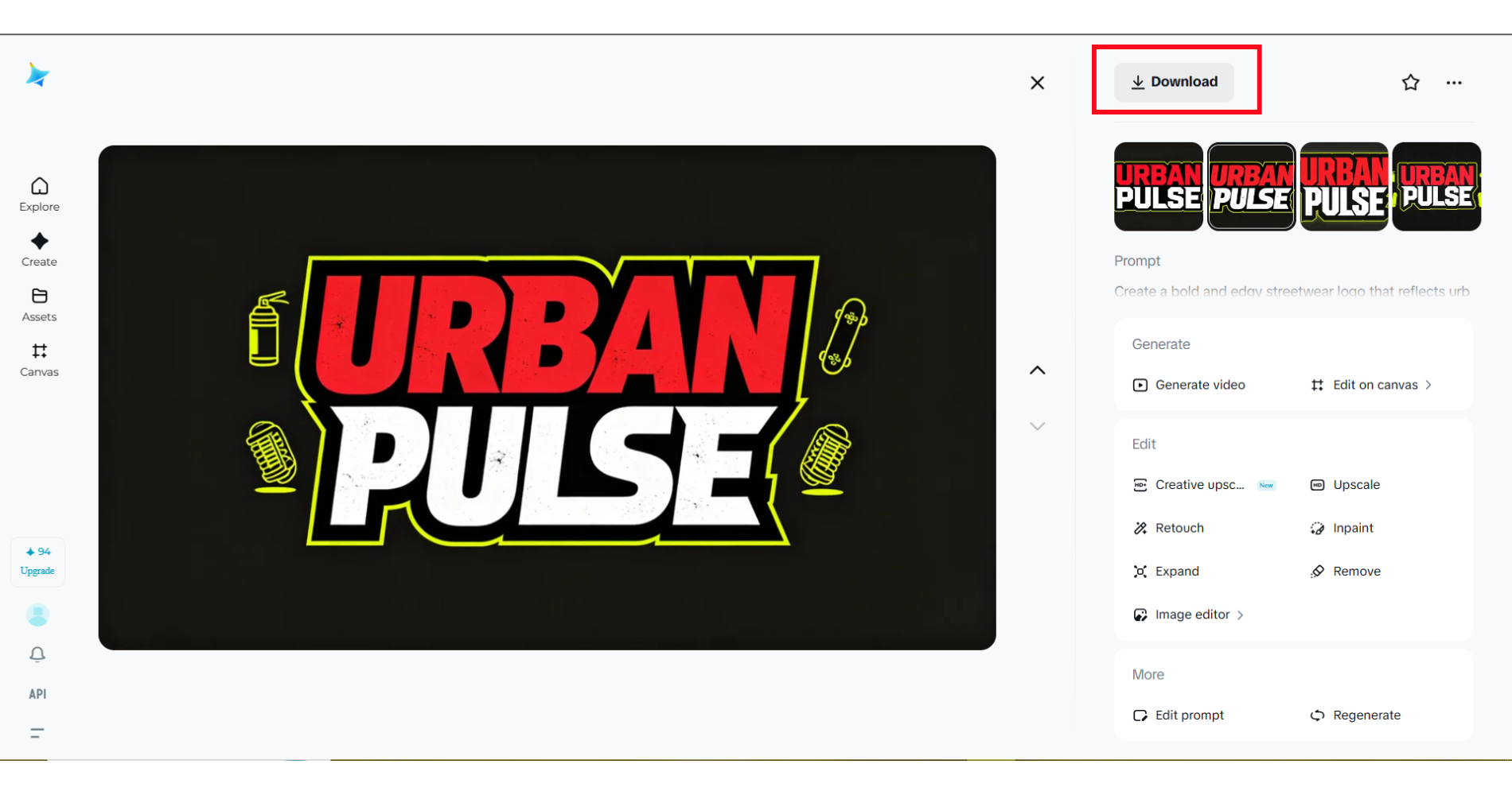 Dreamina에서 스트리트웨어 로고 디자인 다운로드