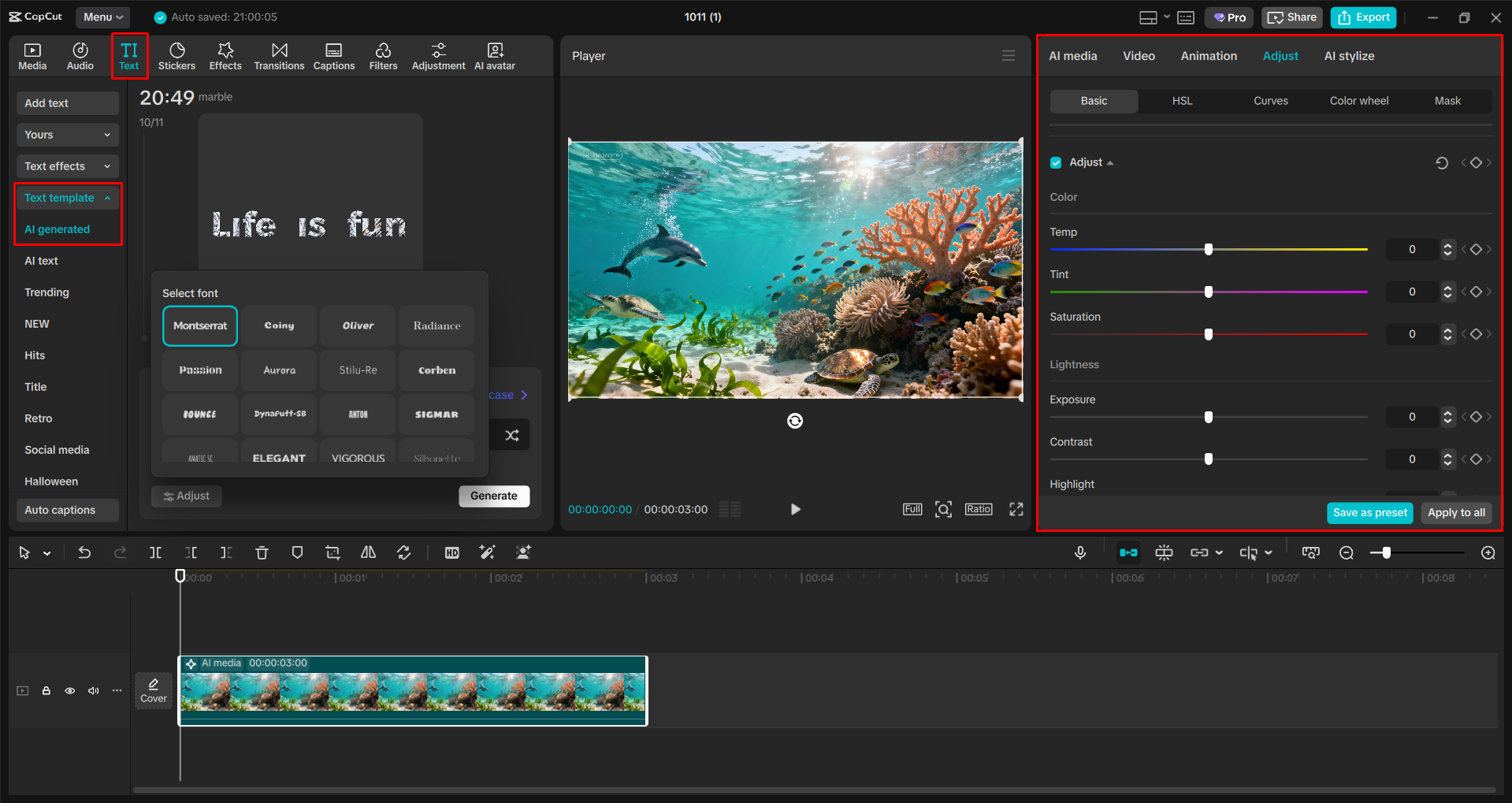 Adding design elements to the image in the CapCut desktop video editor