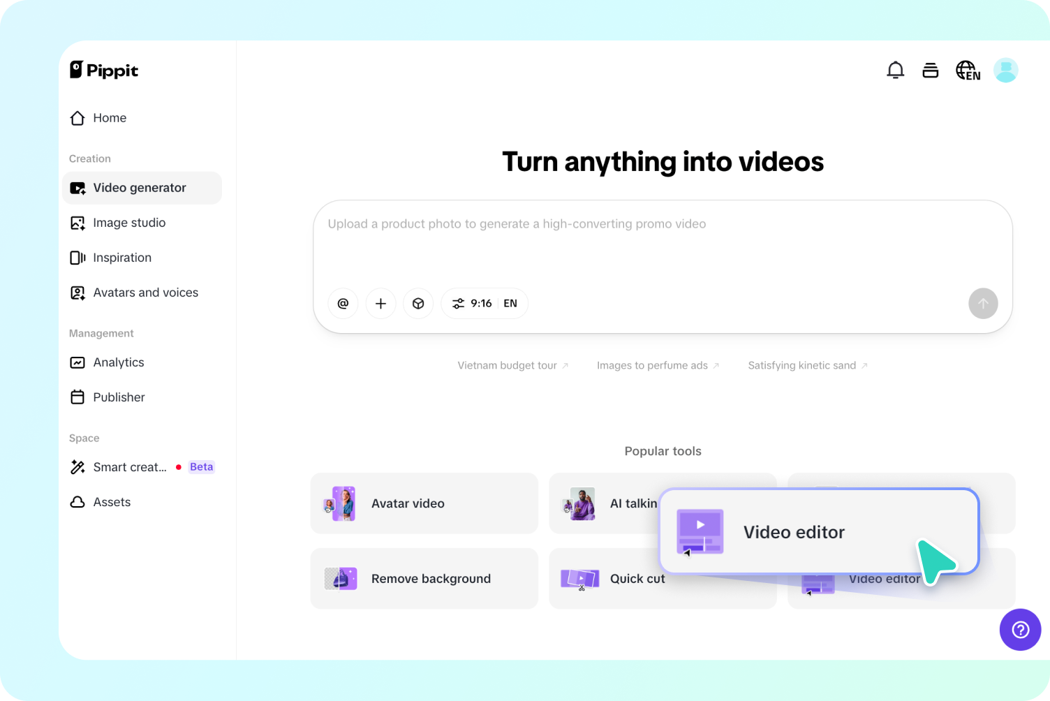 Step 1: Open the AI video editor