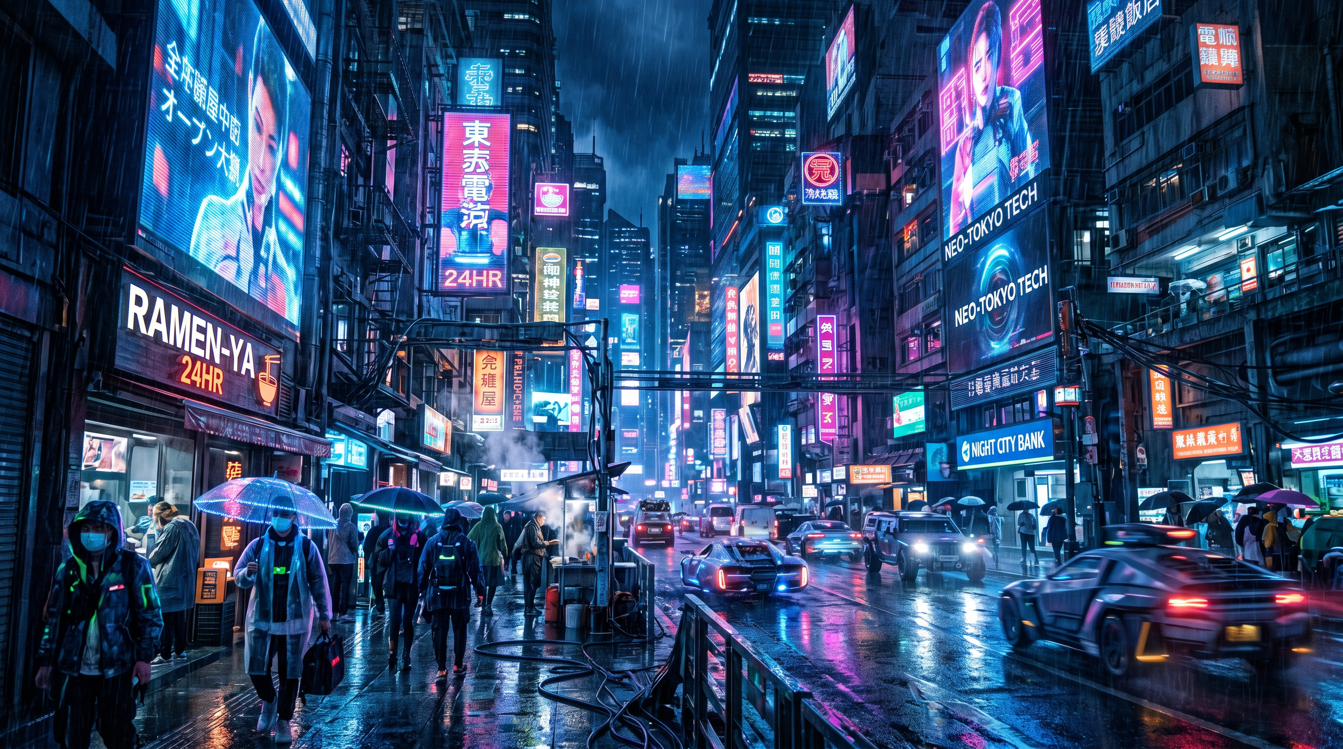 Cyberpunk street scene