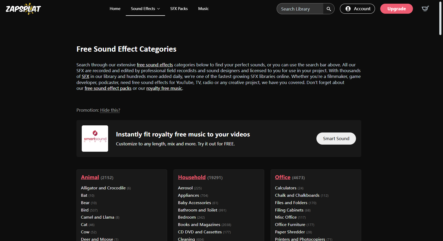 Zapsplat interface