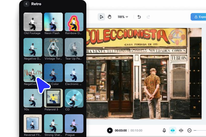 Apply vintage effects and customize your video 
