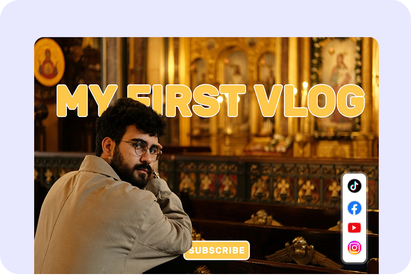 Social media thumbnail with text behind image