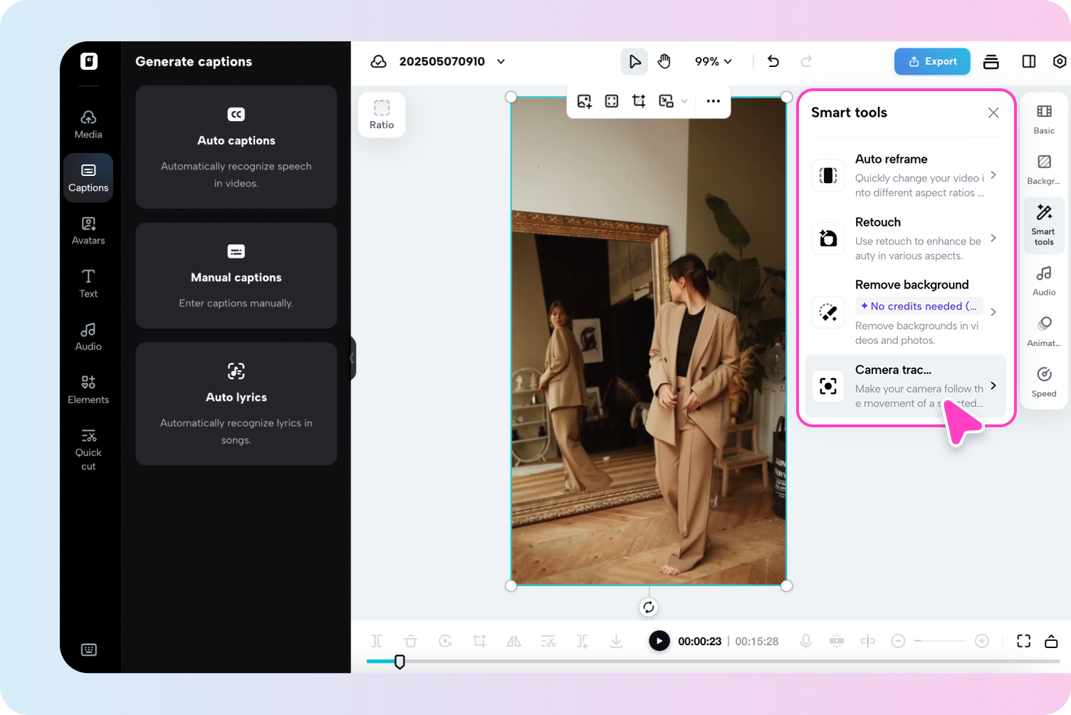AI captions generation