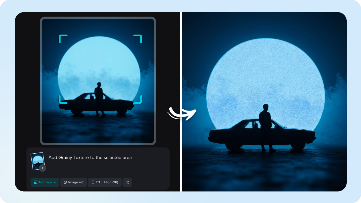 AI editor grainy texture  