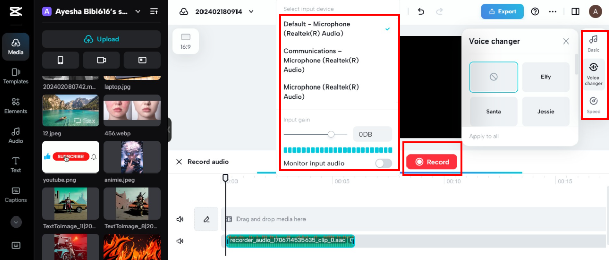 Record audio 