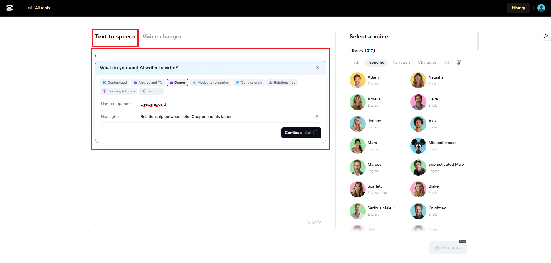 Using AI to create your voice script
