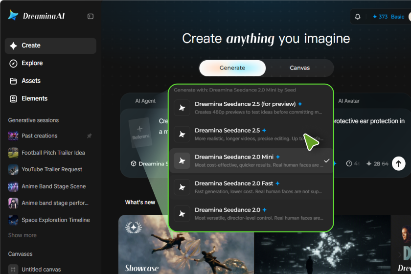 A screenshot of Dreamina's video splitting models
