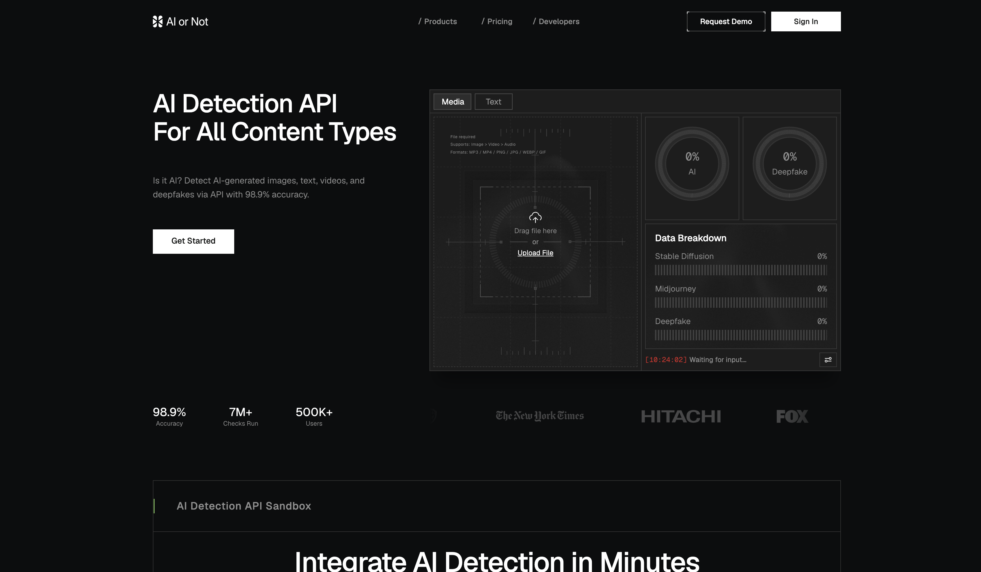 AI Or Not interface