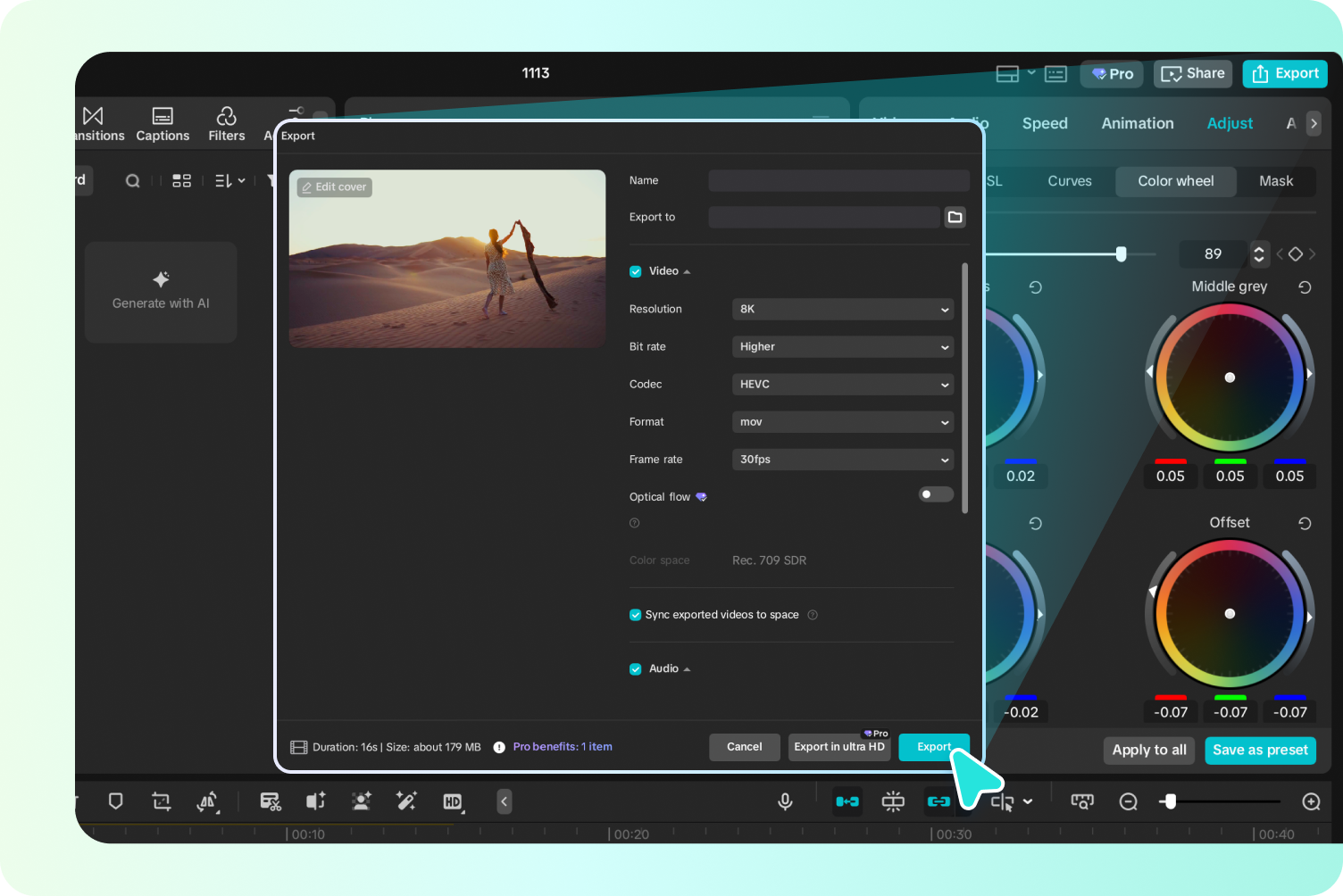  Adjusting video tones using the color wheel in the CapCut desktop editor