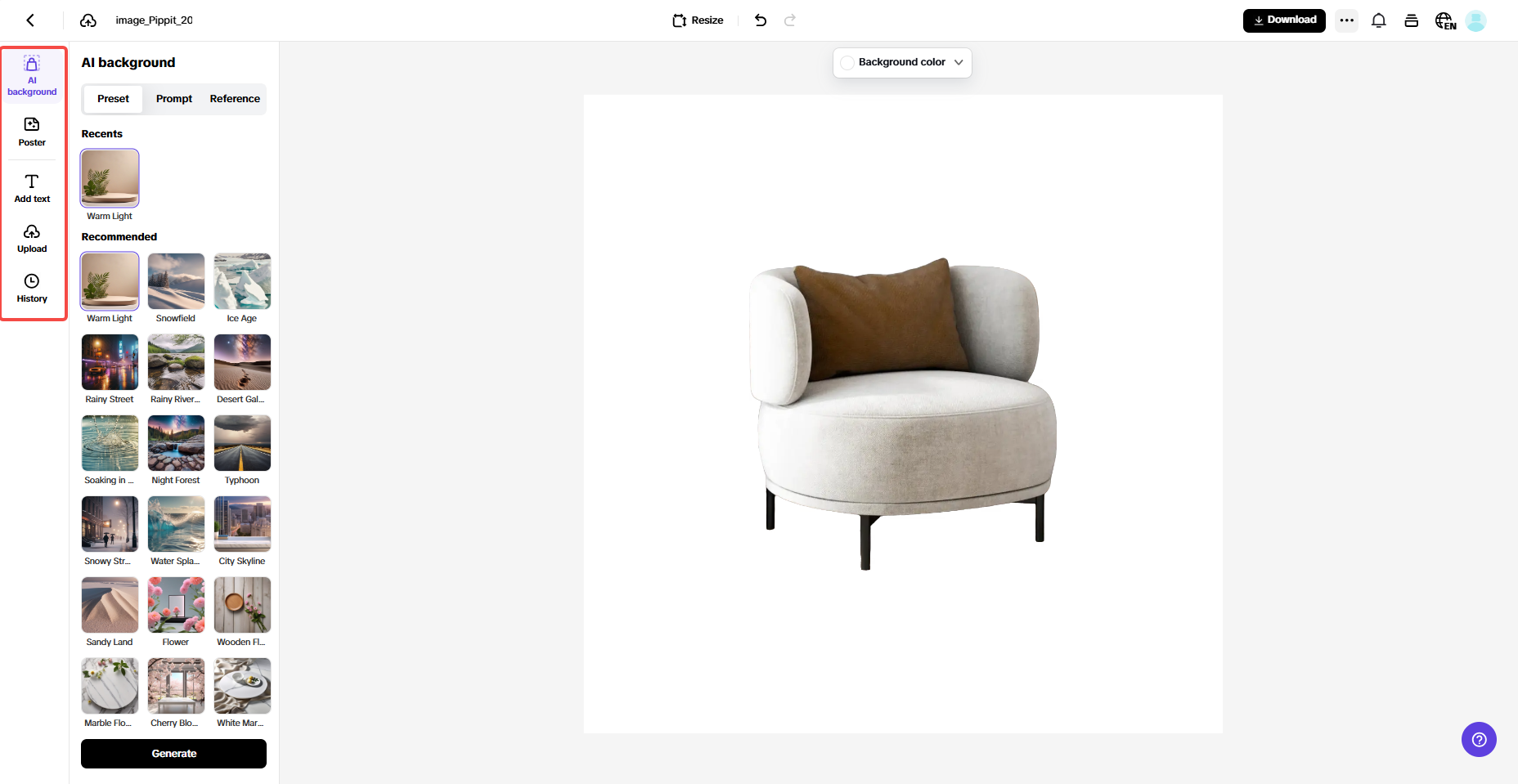 Generate and customize your photo