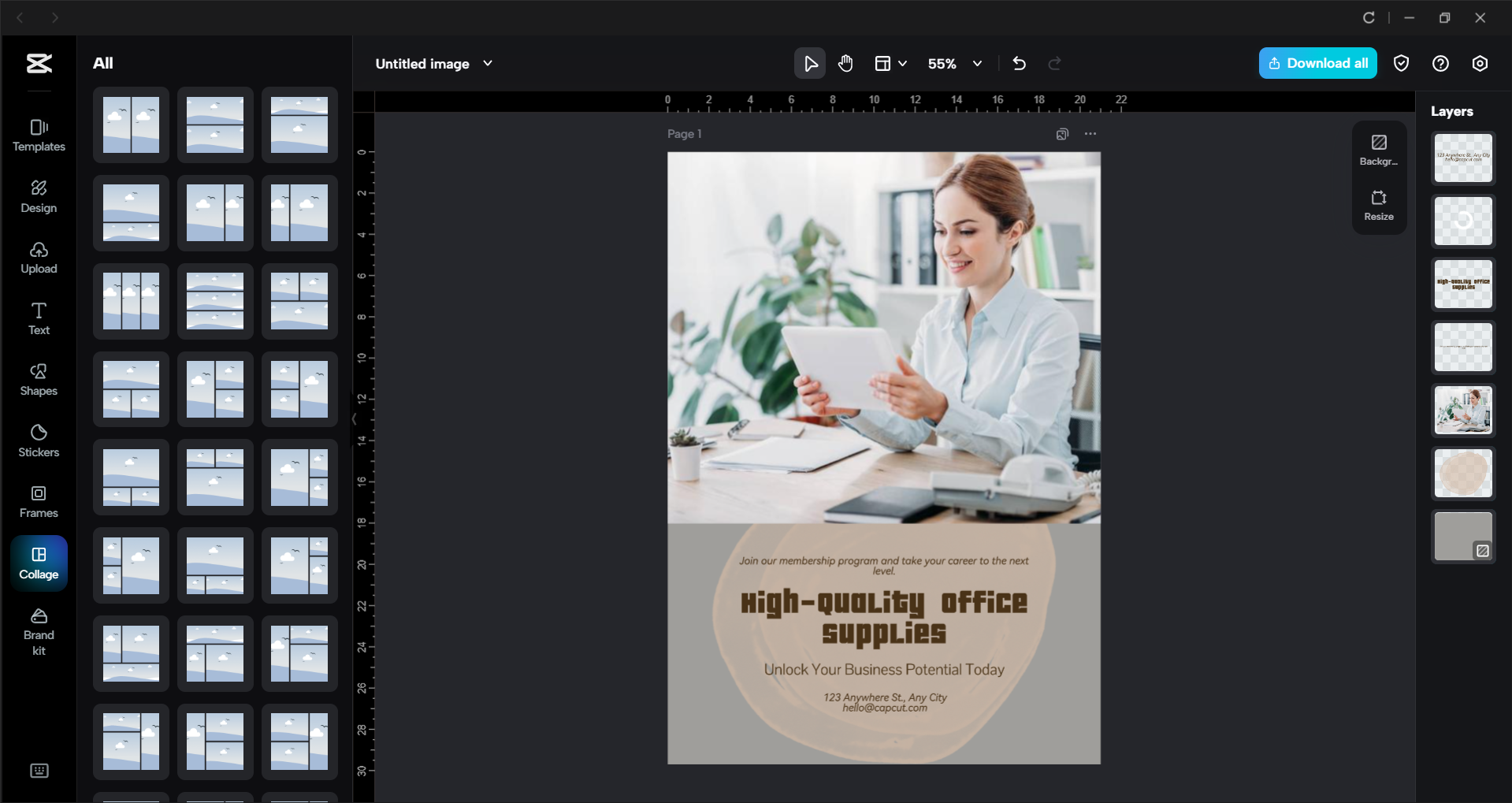 Benutzeroberfläche des CapCut Desktop-Videoeditors – ein unverzichtbares Tool zum Bearbeiten kostenloser Vorlagen für Geschäfts-Flyer