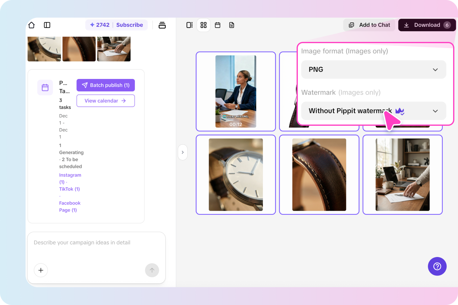 Publishing content from vibe marketing agent