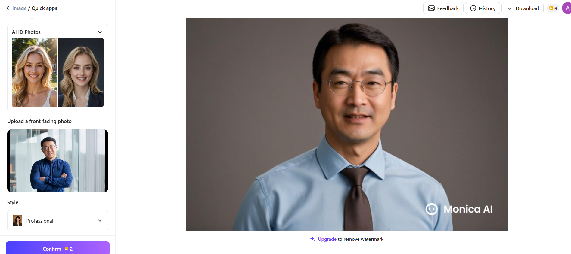 Monica AI LinkedIn Photo Generator