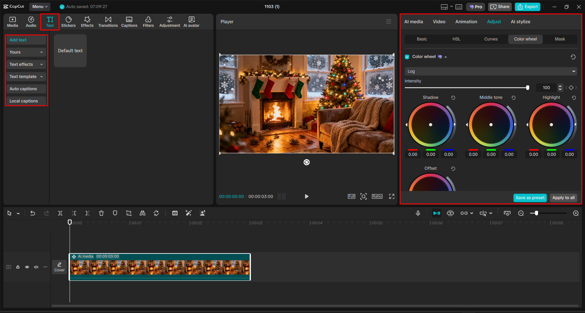 Exporting the image from the CapCut desktop video editor