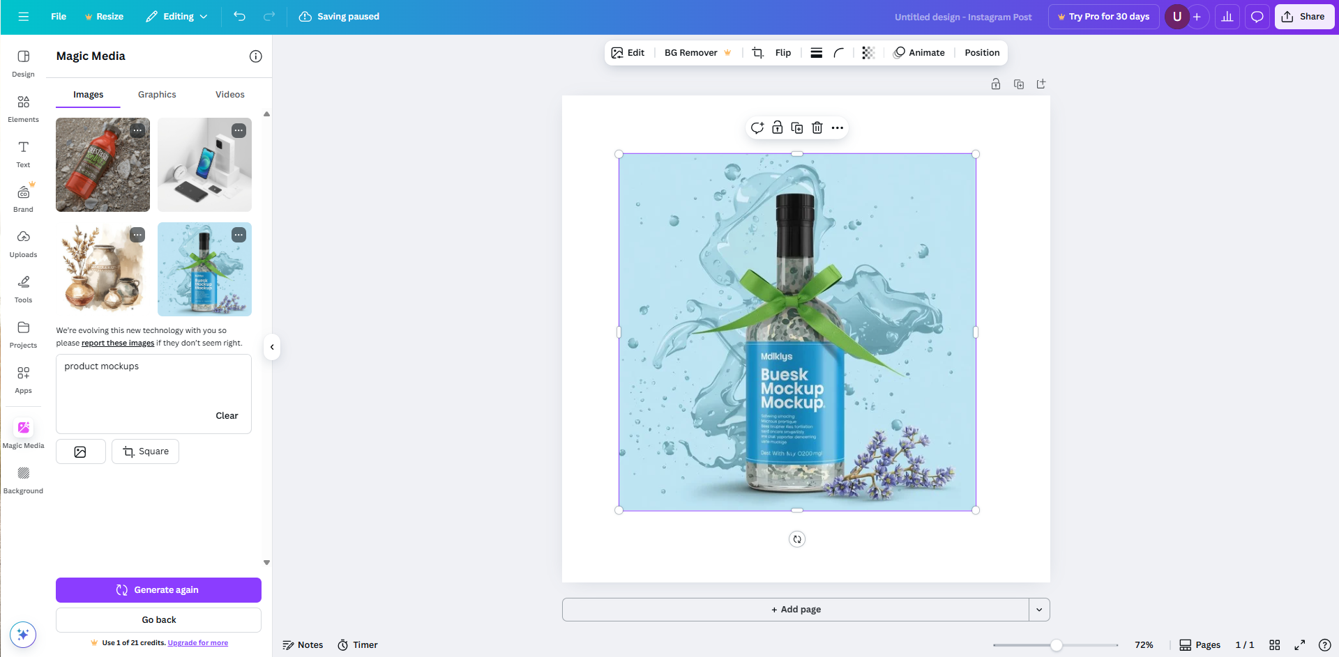 AI photo editor product mockups Canva