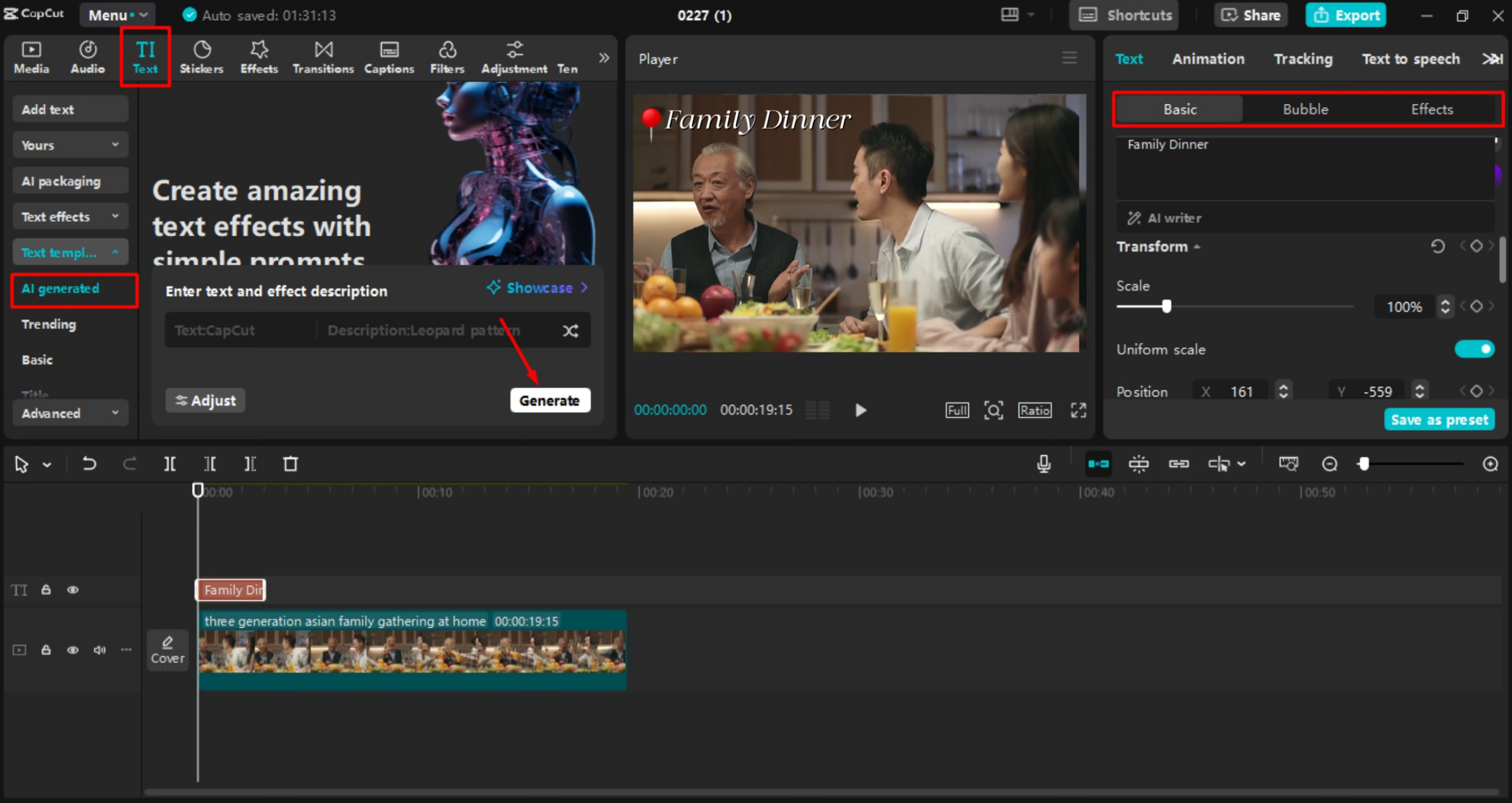 Adding and customizing text in CapCut desktop video editor