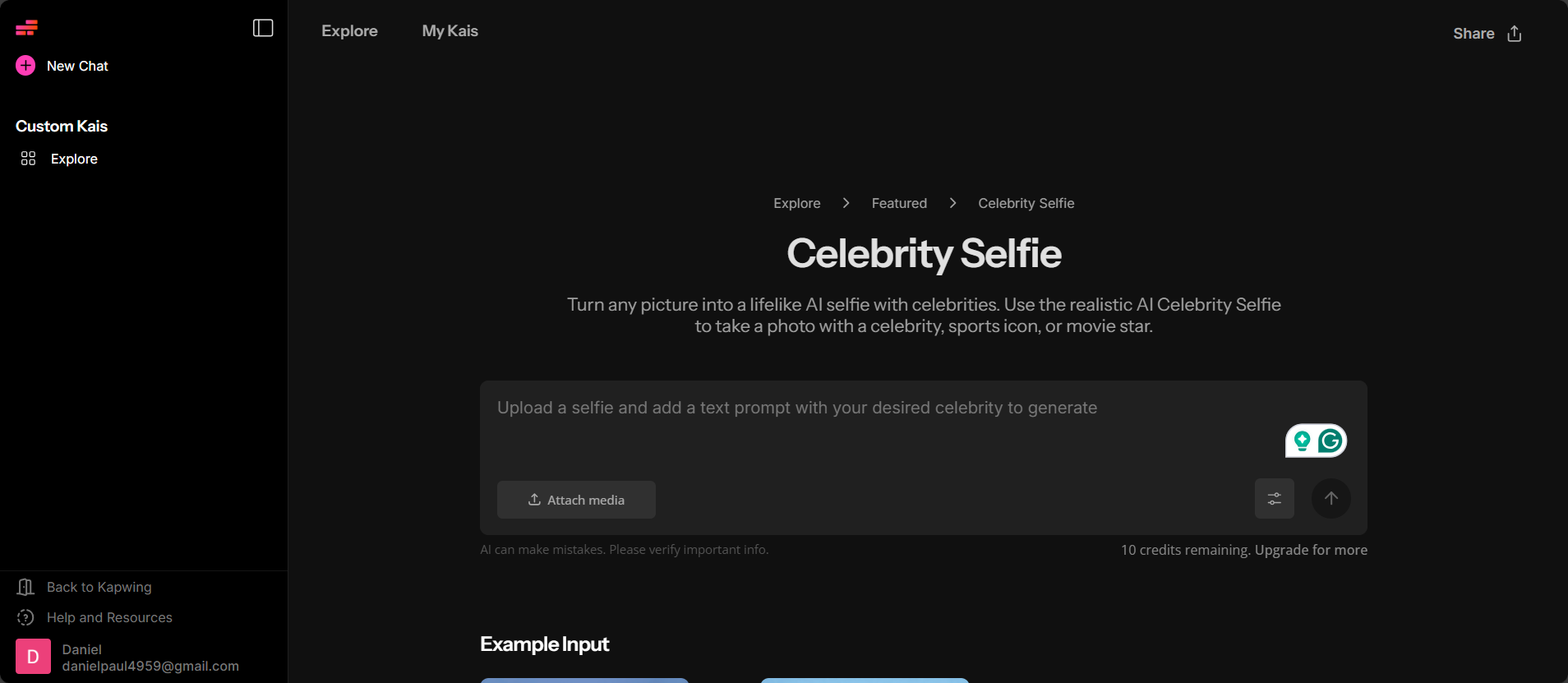 Interface do Kapwing