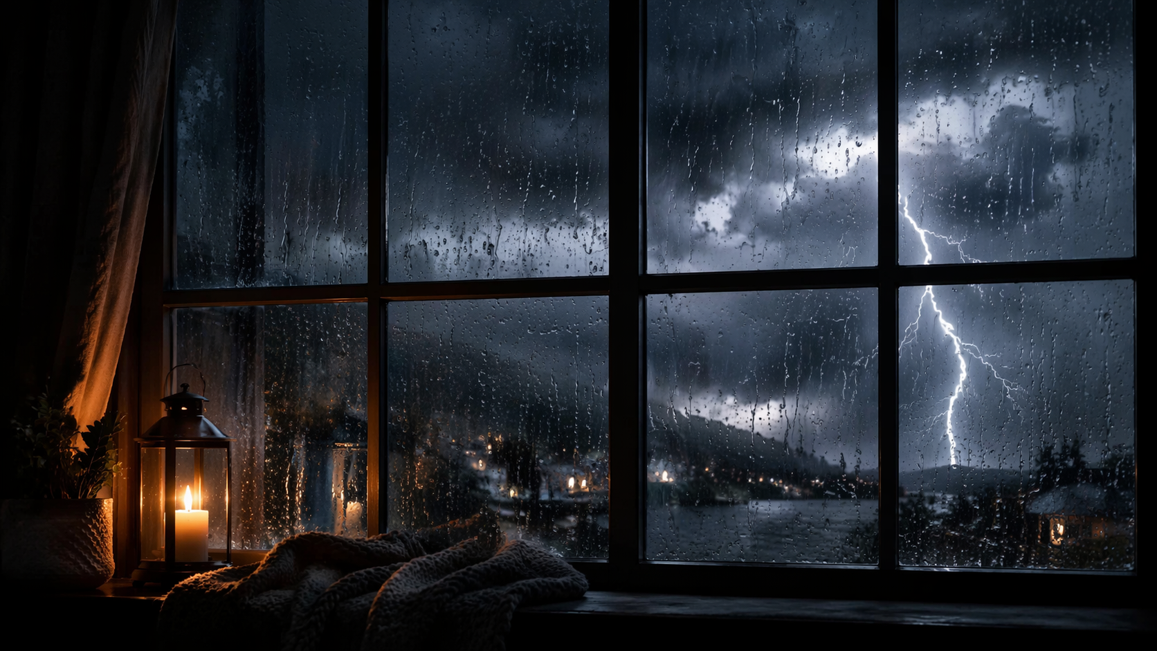 Dreamina thunderstorm filter prompt example 4: Wet Street Reflections
