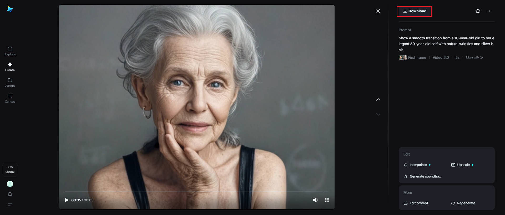 Download your age progression video