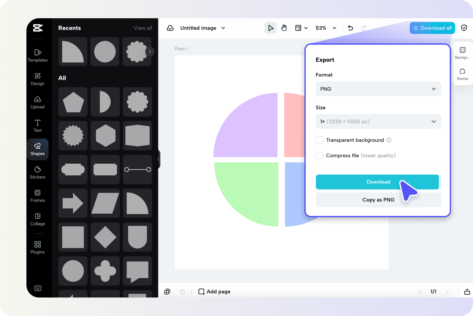 ส่งออกและดาวน์โหลด