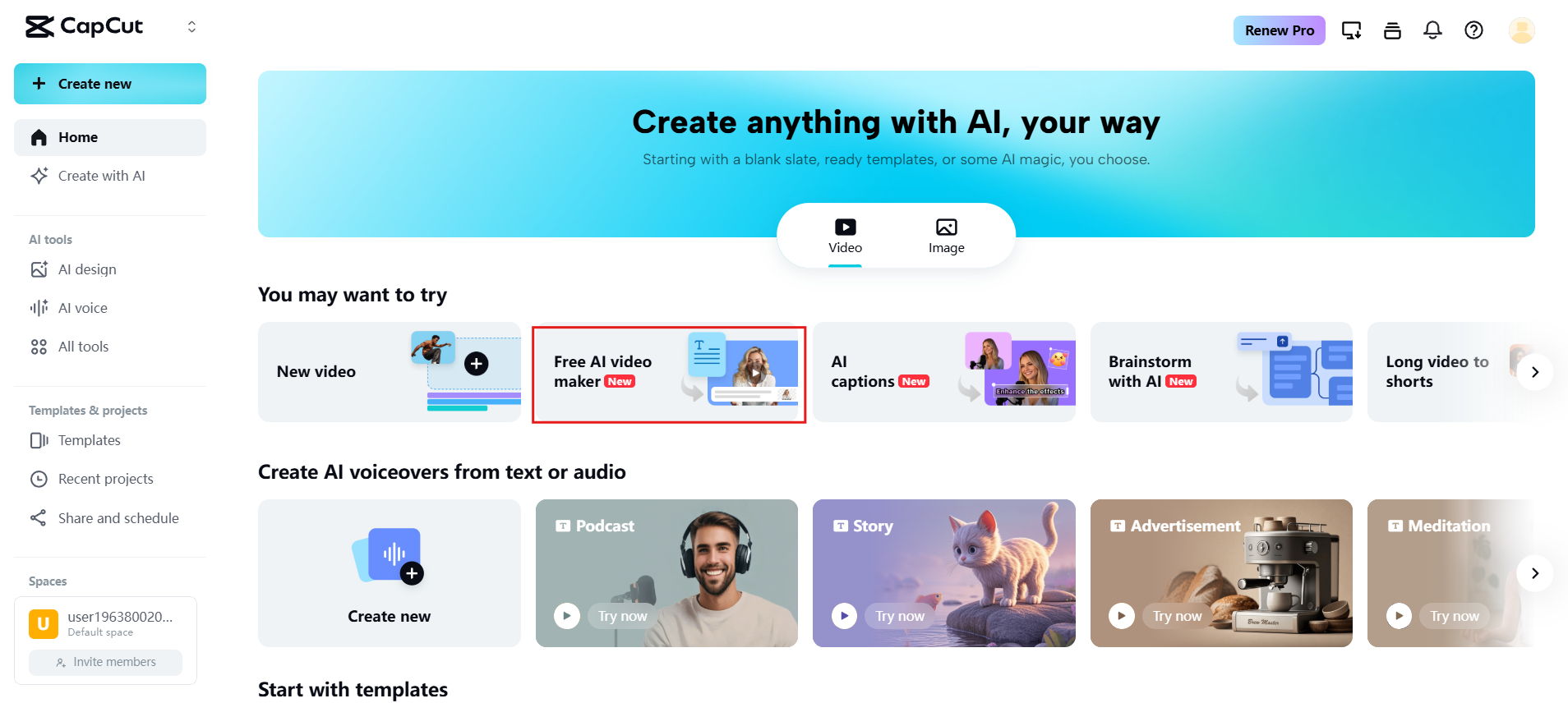 Access Free AI video maker