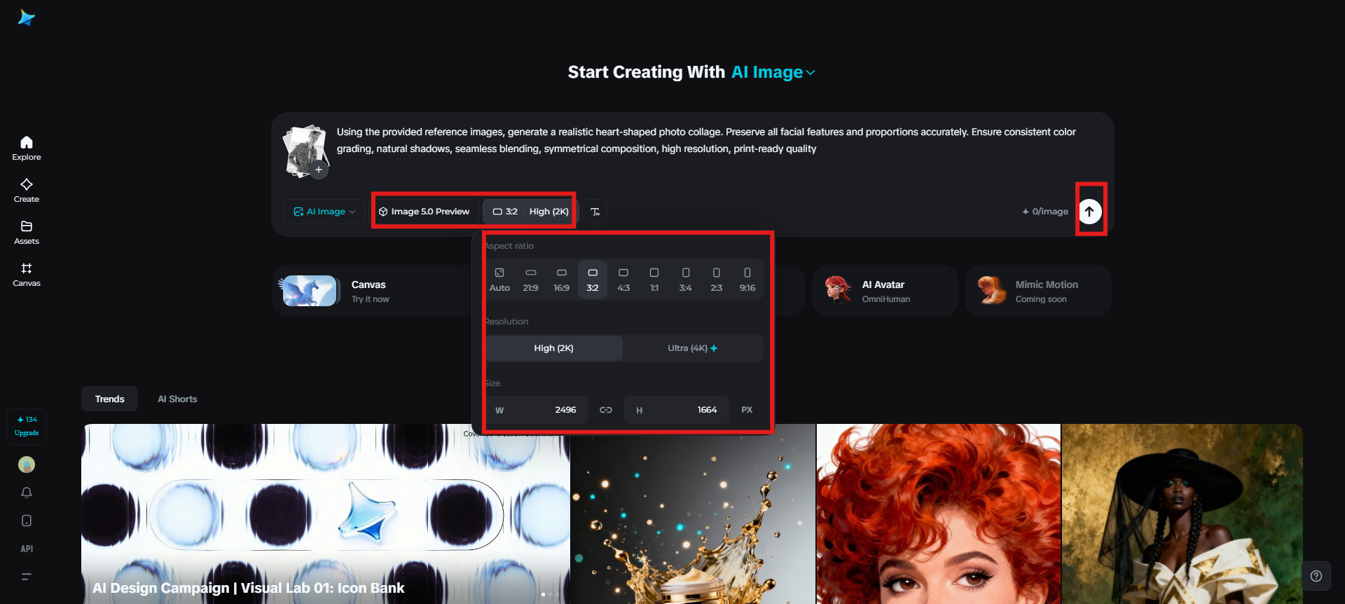 Select the image model and generate a collage