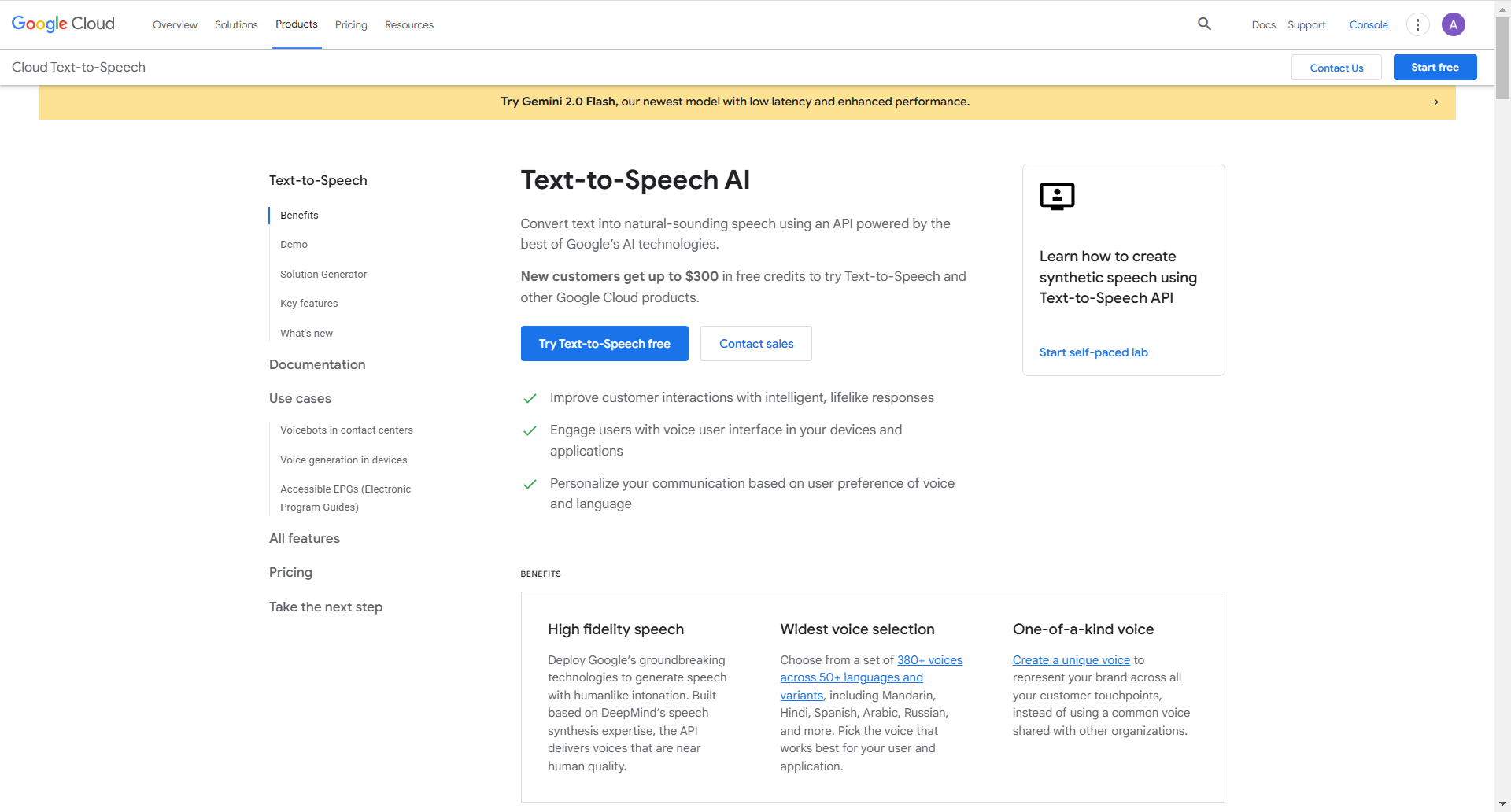 Googles gränssnitt för text-till-tal AI