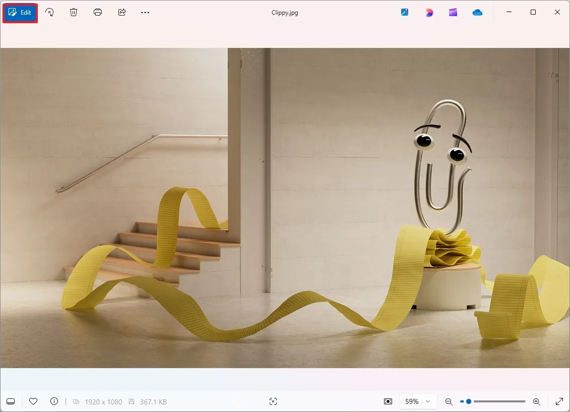 Open the photo to crop the image on Windows