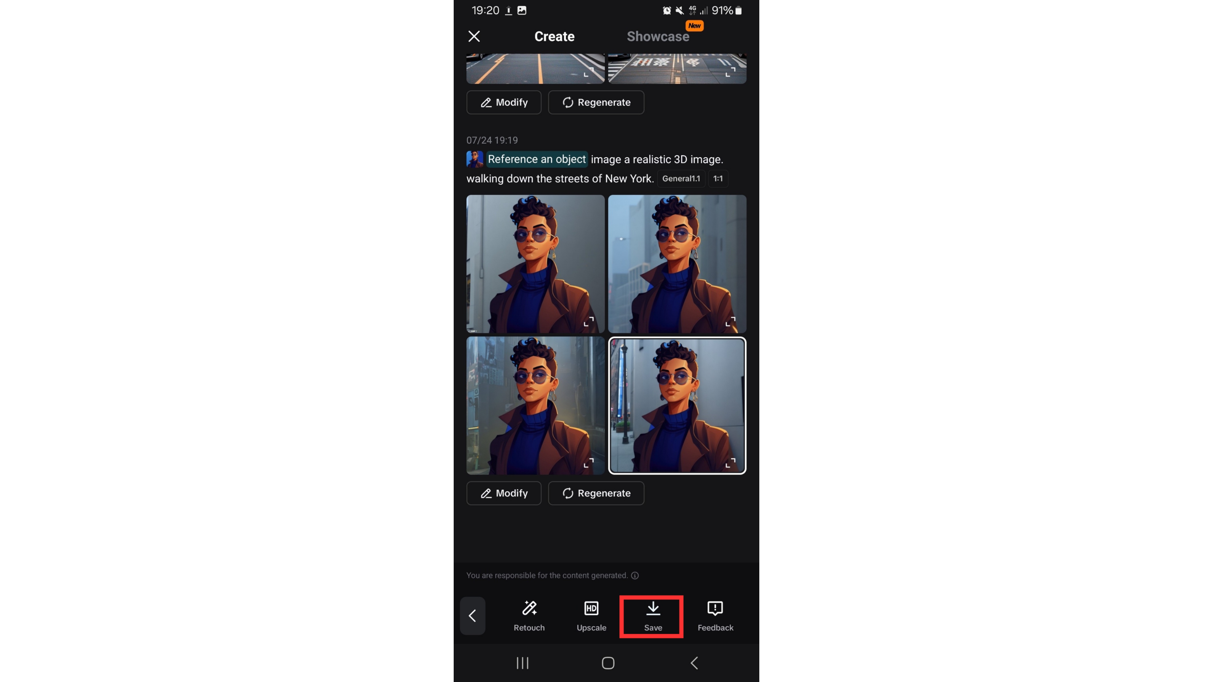 Upravovat obrázky Android - AI pozadí - Použít a exportovat