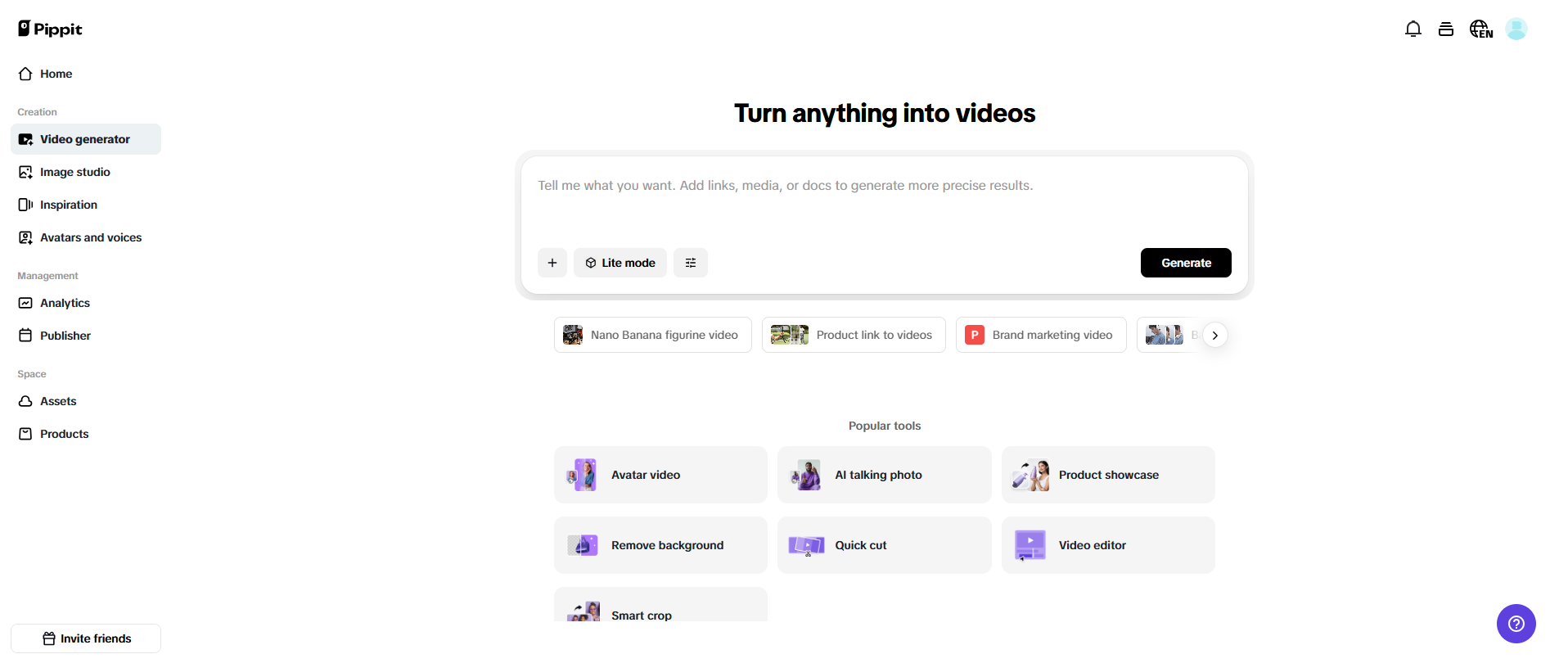 One click video generation