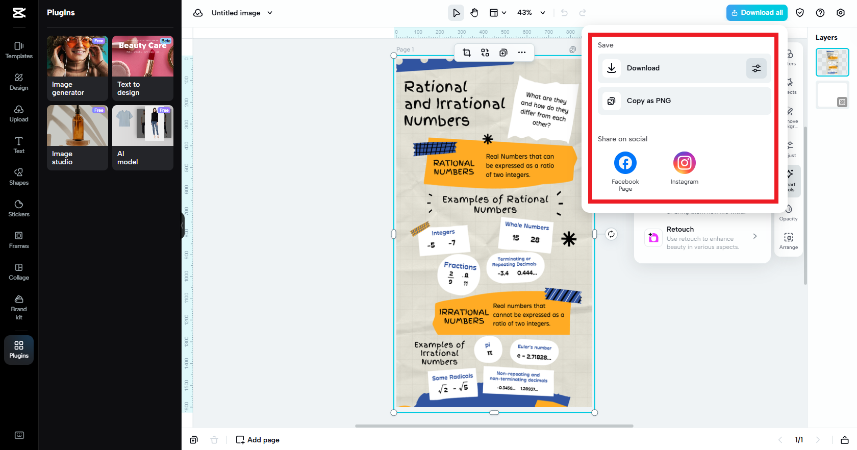 Export your finalized infographic image