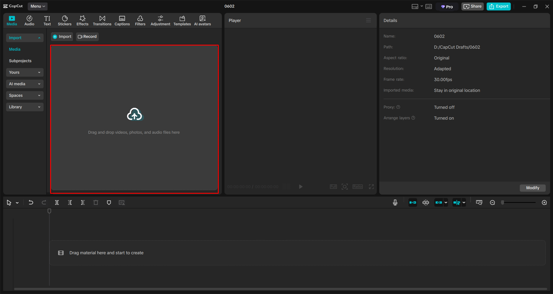 Importing an image into the CapCut desktop video editor