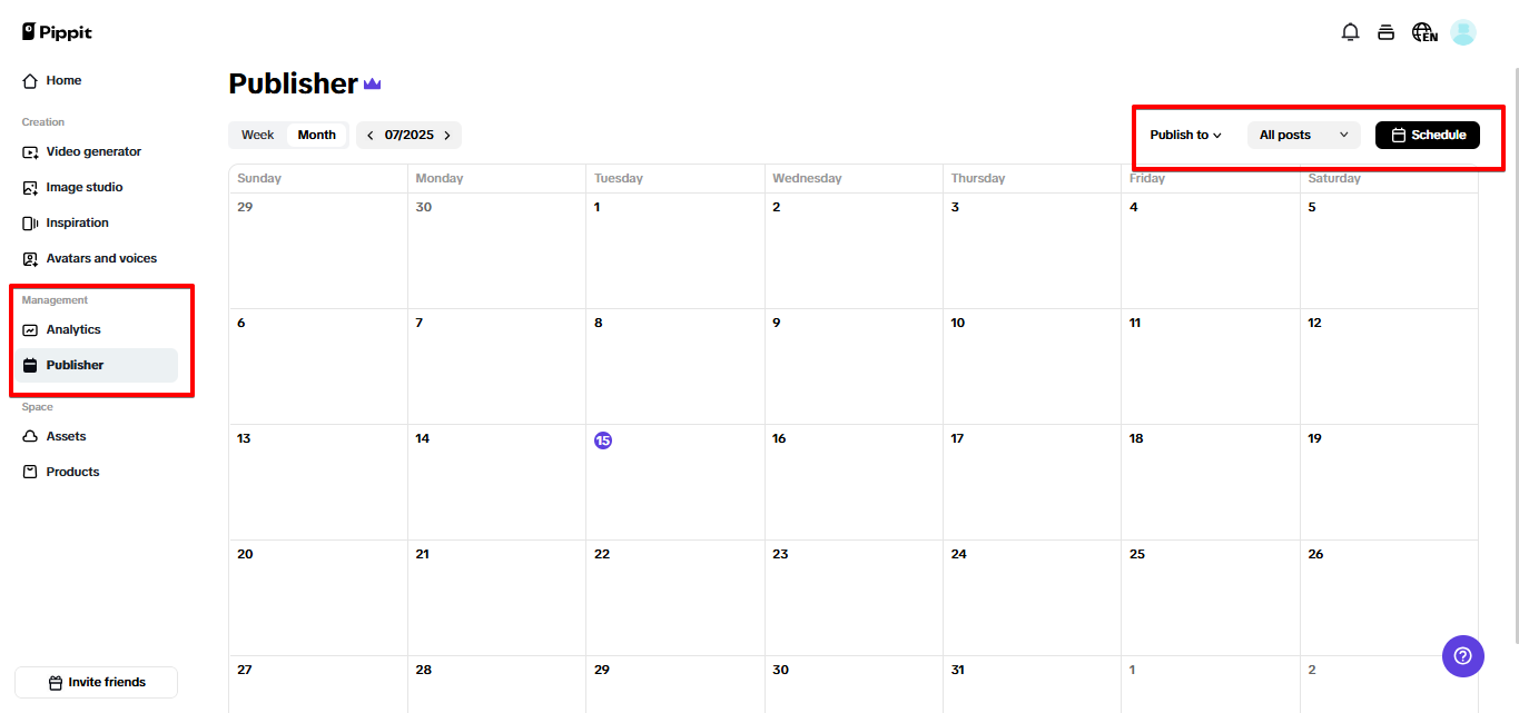 Auto publisher in Pippit