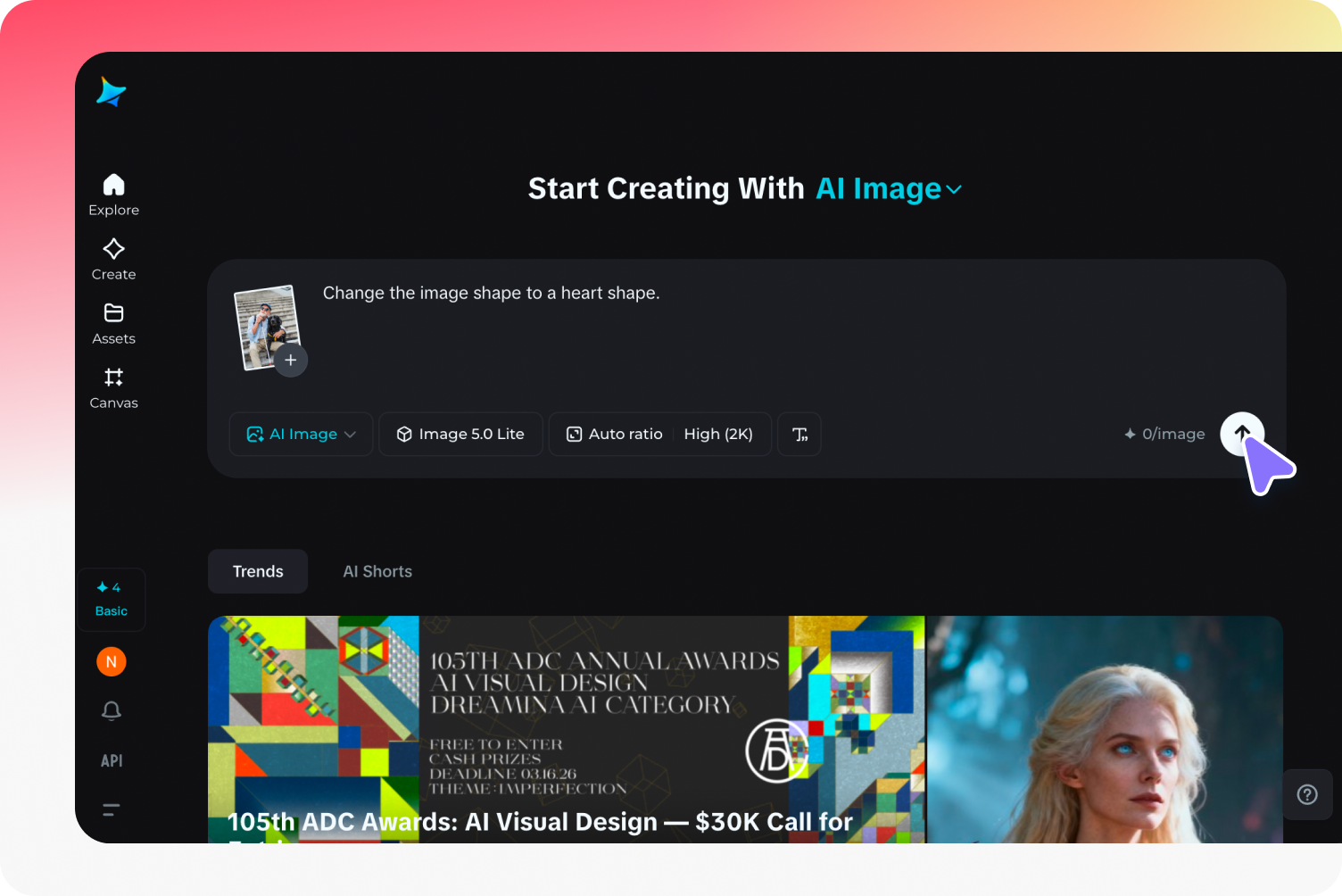 Upload an image to Dreamina