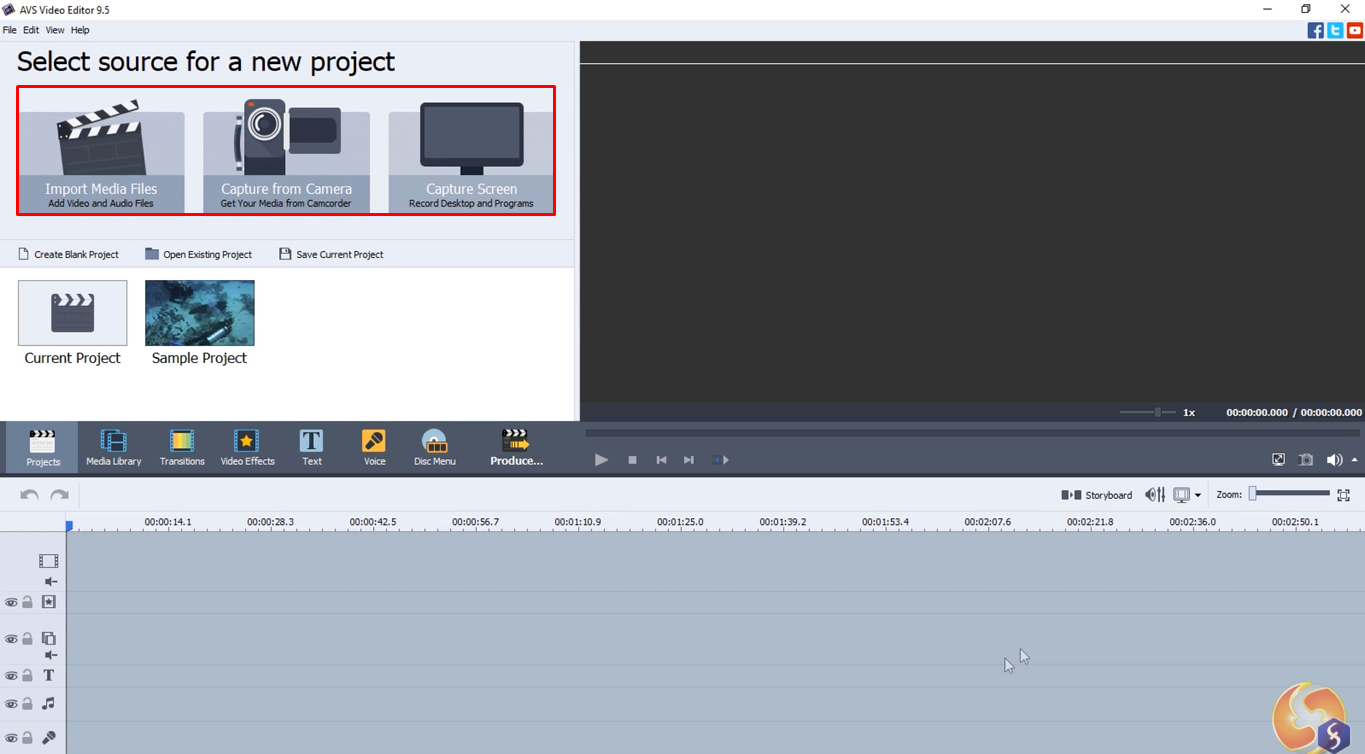 Importing media in the AVS video editor
