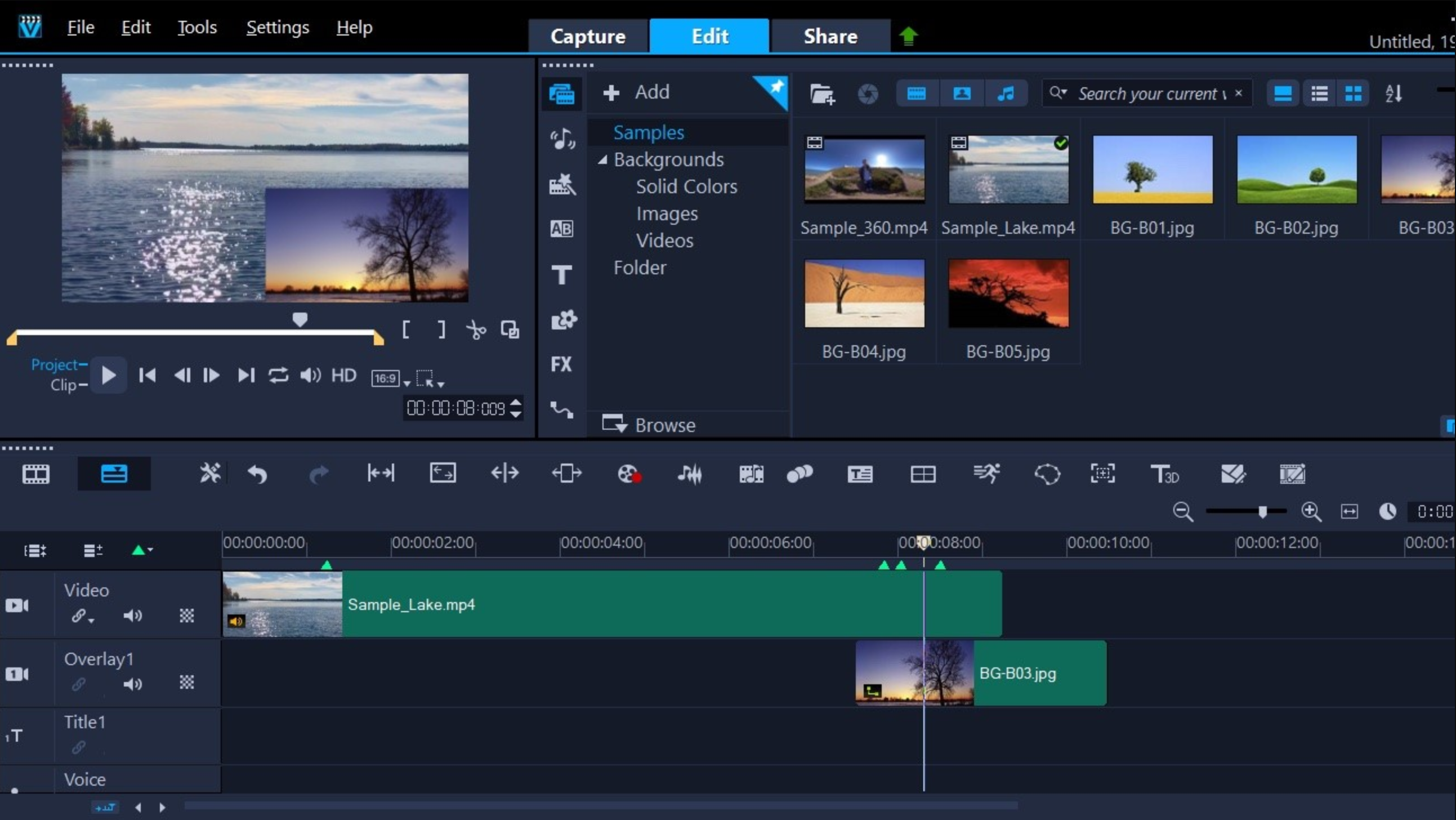 Interface of Corel VideoStudio Ultimate - a free online simple video editor