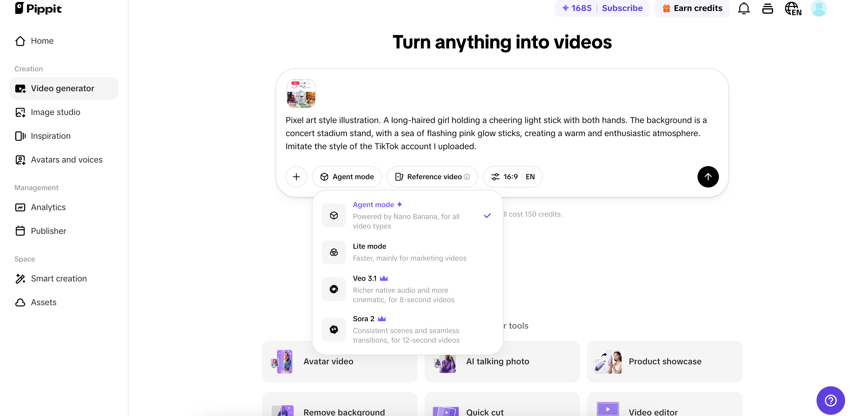 Turn text into a video