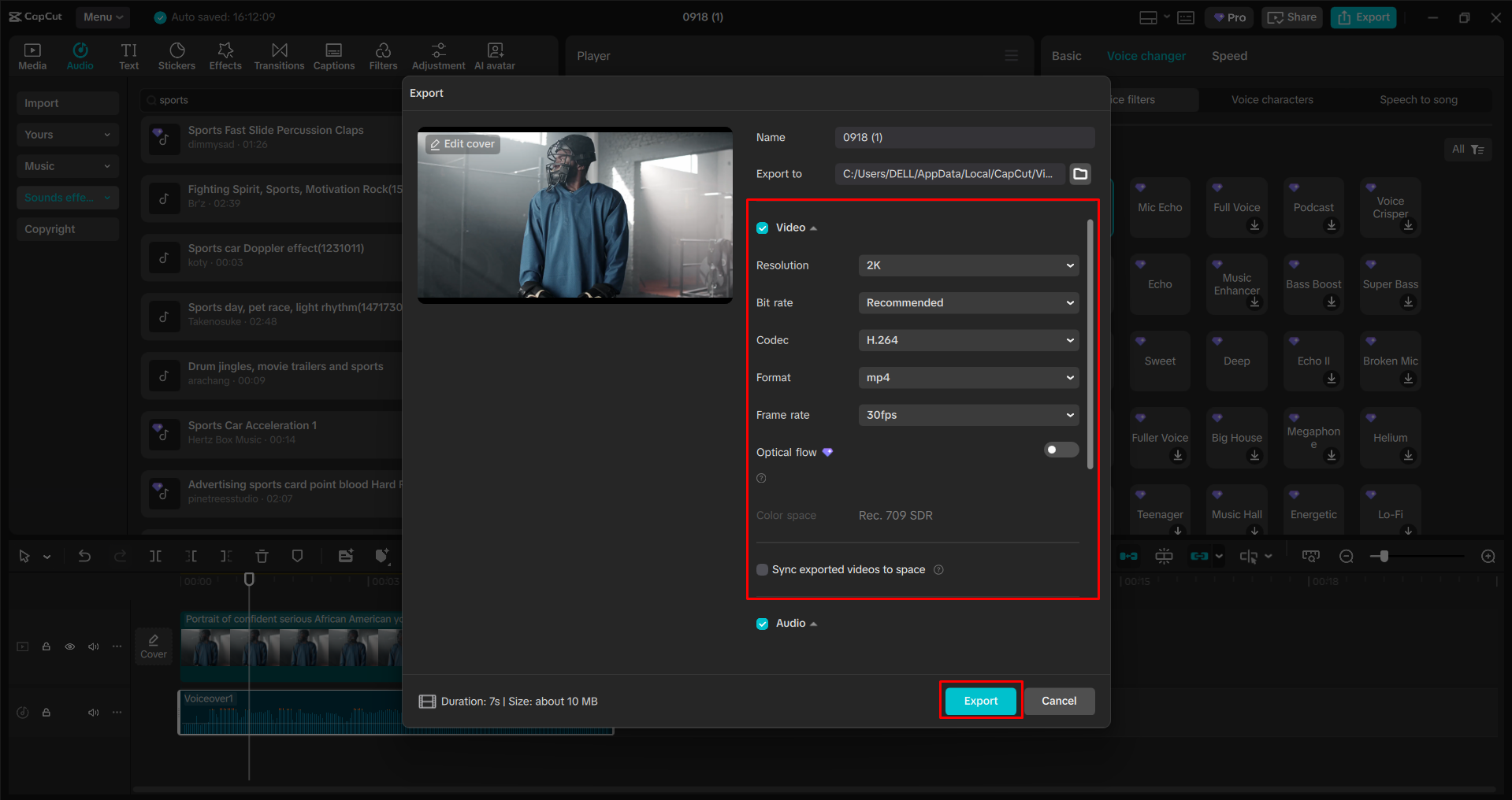 Exporting a video from the CapCut desktop video editor